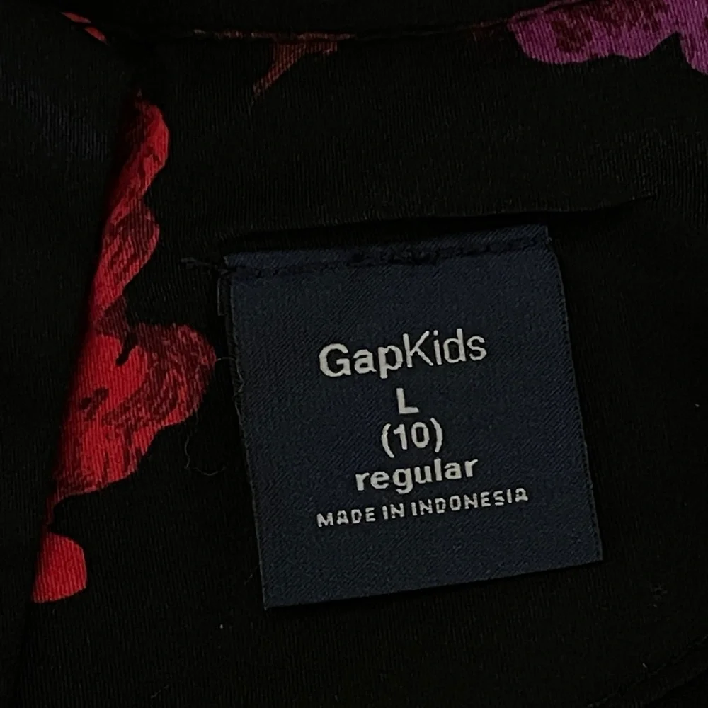 Gap  Girls black floral print dress  L (10)